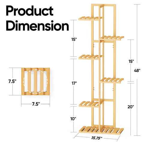 ROSSNY bamboo plant stand with natural finish for durable indoor display.