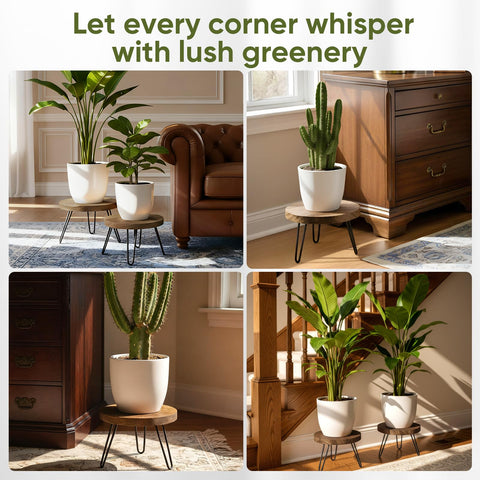 ROSSNY compact plant stand on a balcony adds greenery and airflow.