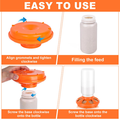 ROSTIUTE lightweight feeder and waterer fit compact brood housing.