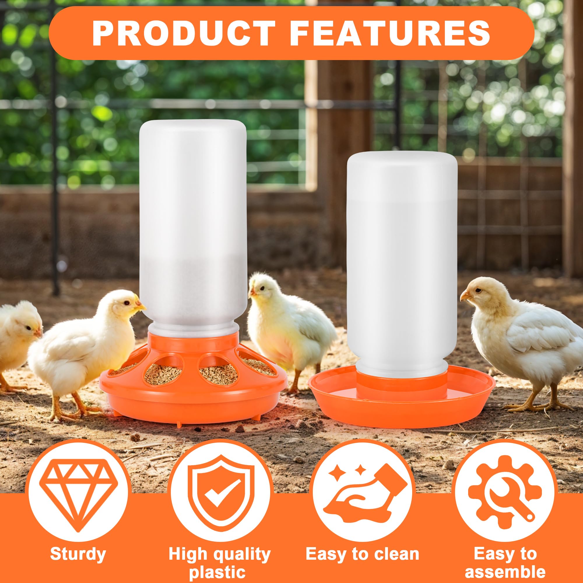 ROSTIUTE white and orange set for safe, accessible chick feeding.