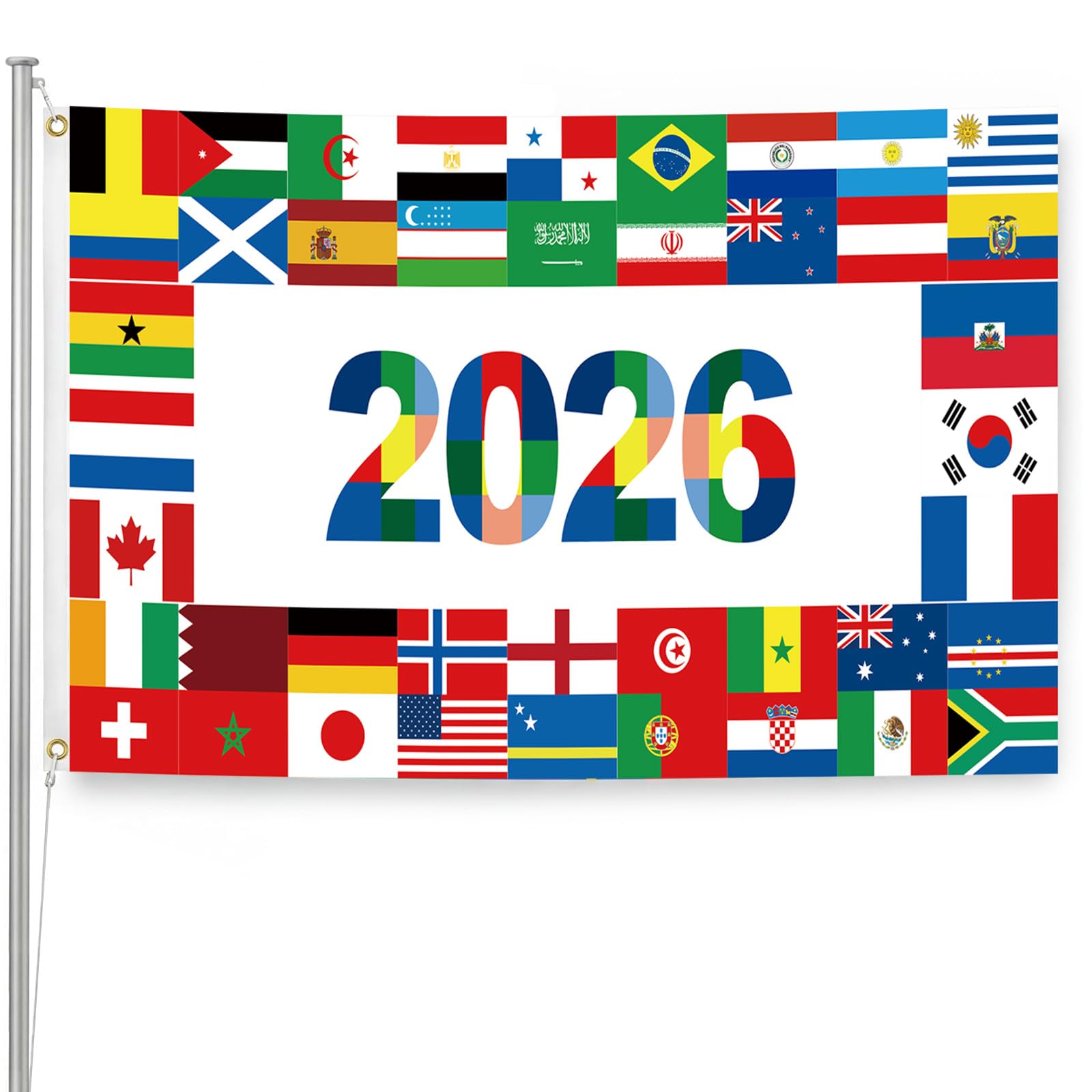 Rosulasi world flags banner 59x35 inches for vibrant global decor