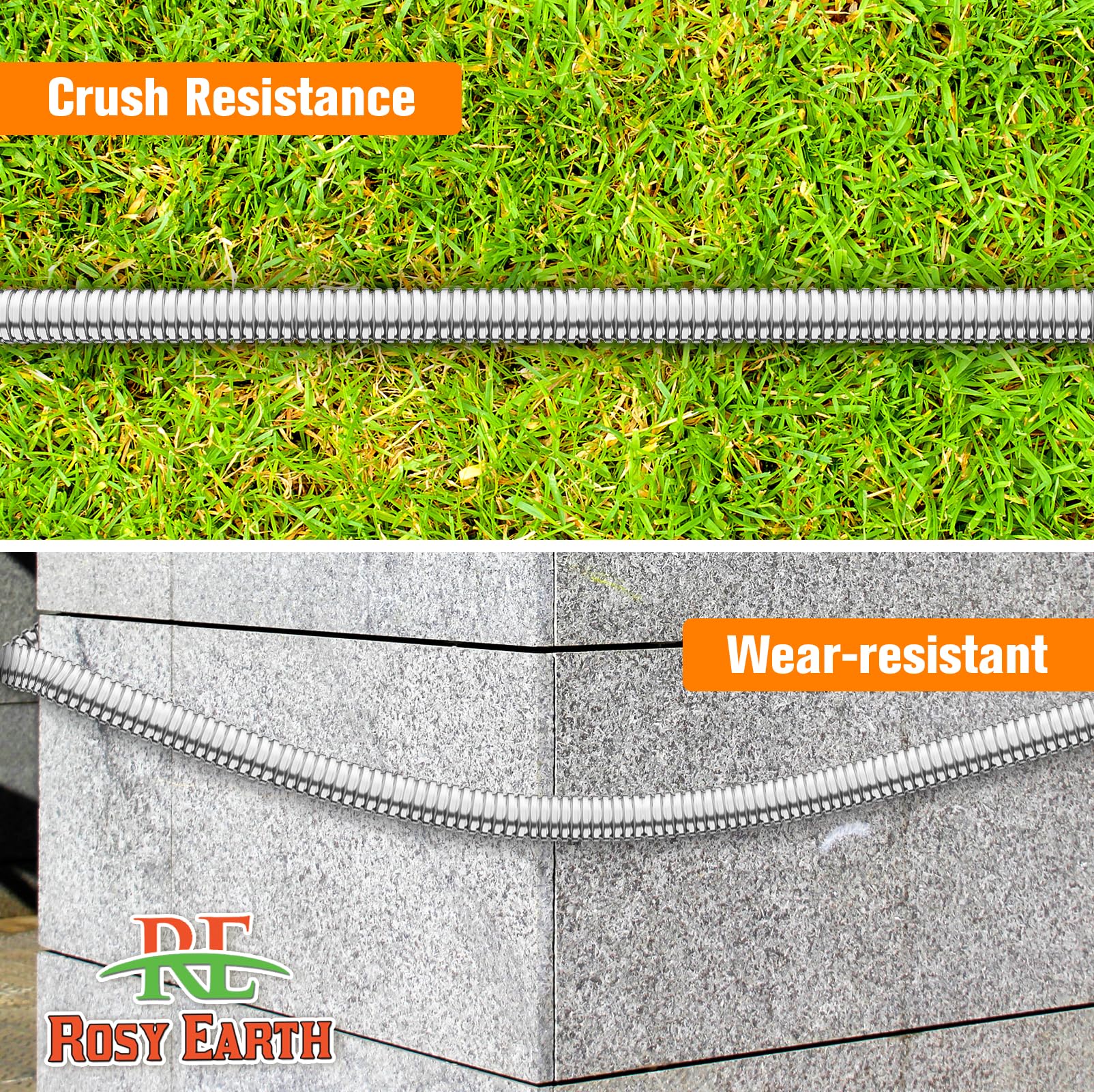 Rosy Earth anti-kink design maintains steady water flow during gardening tasks.