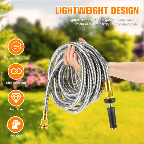 Rosy Earth hose with connectors on both ends enables easy setup.