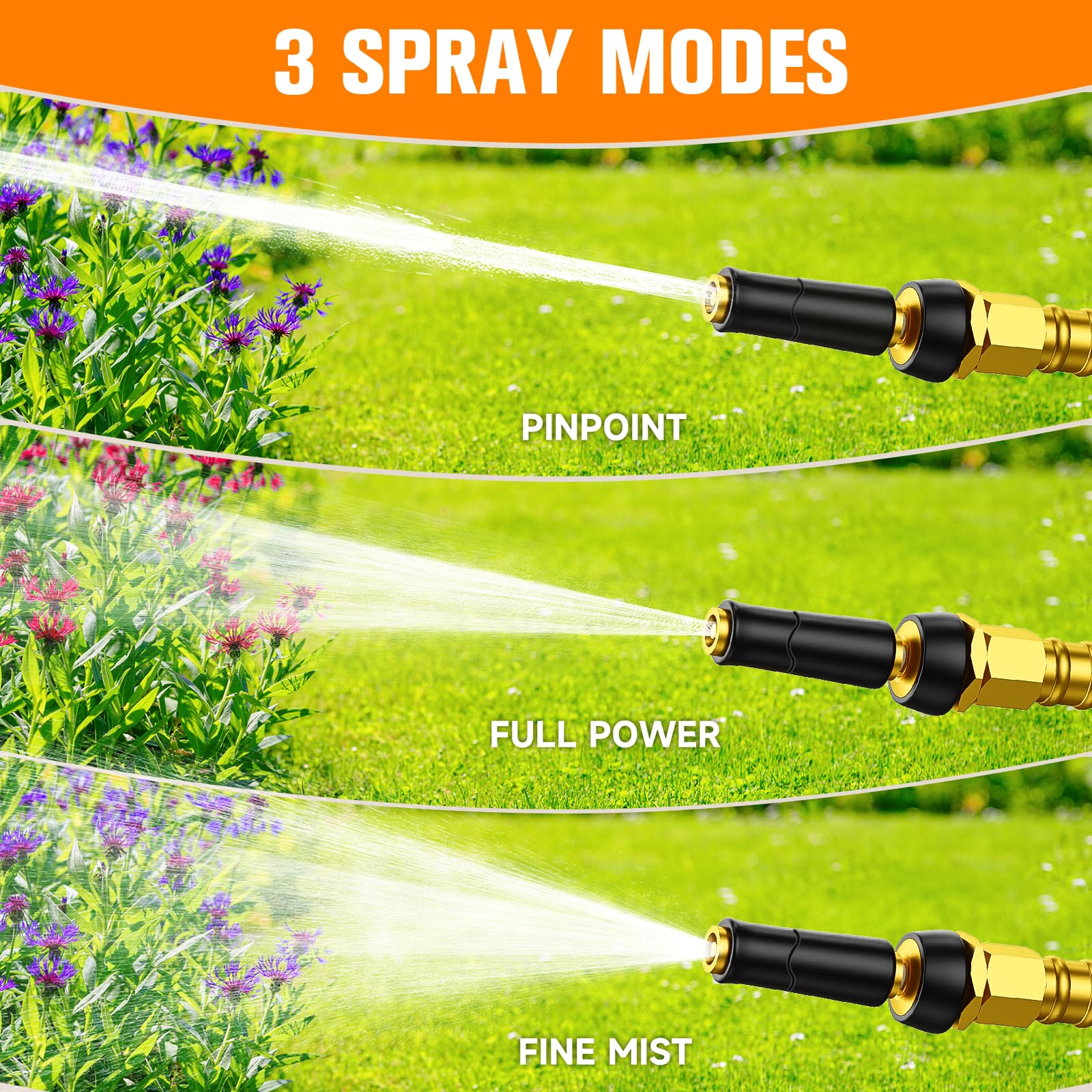 Rosy Earth metal garden hose 200 ft 304 inner diameter maintains steady pressure.