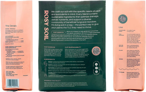 Rosy Soil four-quart bag provides enough soil for 2-3 plants.