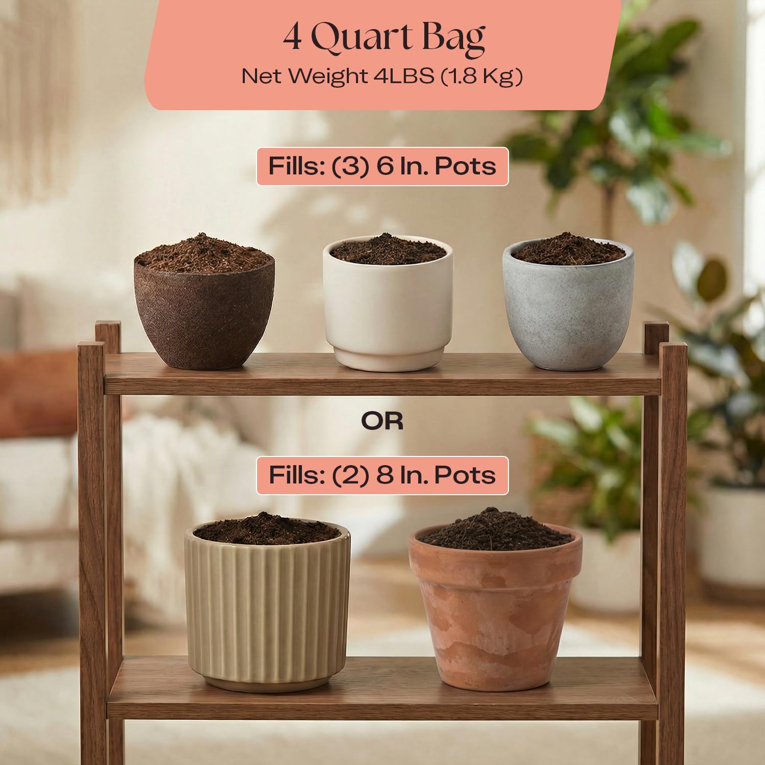 Rosy Soil resealable packaging keeps soil fresh and convenient.