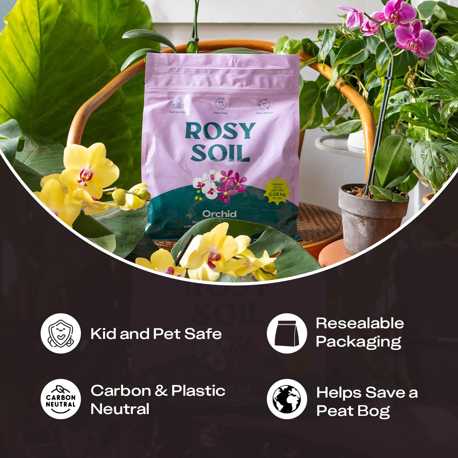 Rosy Soil Orchid Potting Mix supports Phalaenopsis, Cattleya and more