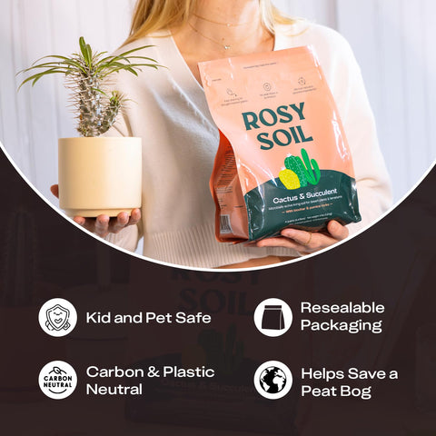 Rosy Soil worm-castings nourish soil with natural nutrients for roots.
