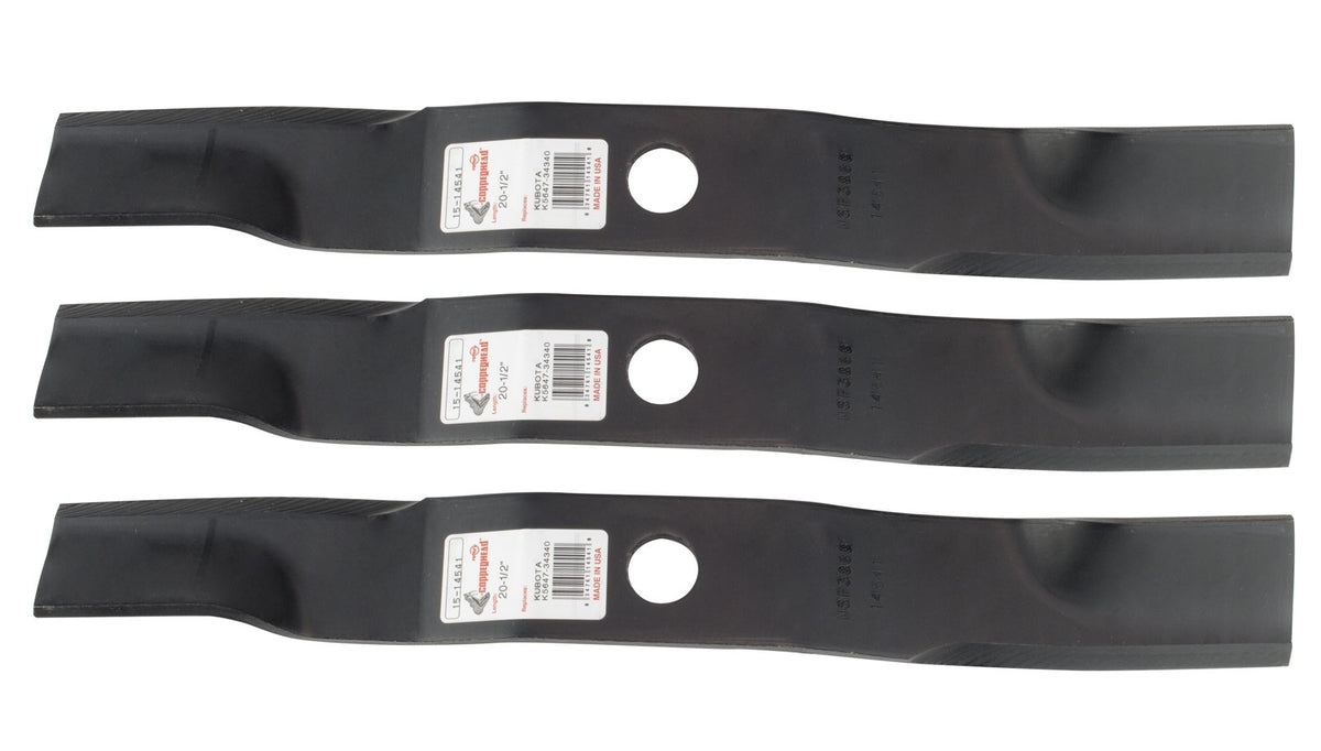 Rotary three-blade set for Kubota ZD/ZG 60-inch deck.