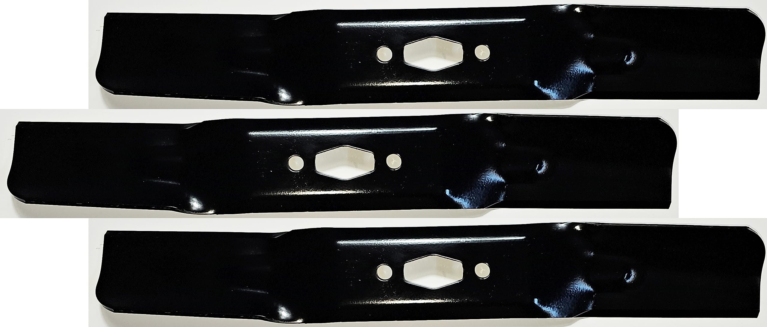 Rotary Copperhead 17224 mower blades three-blade set for 50-inch decks with cleaner cuts.