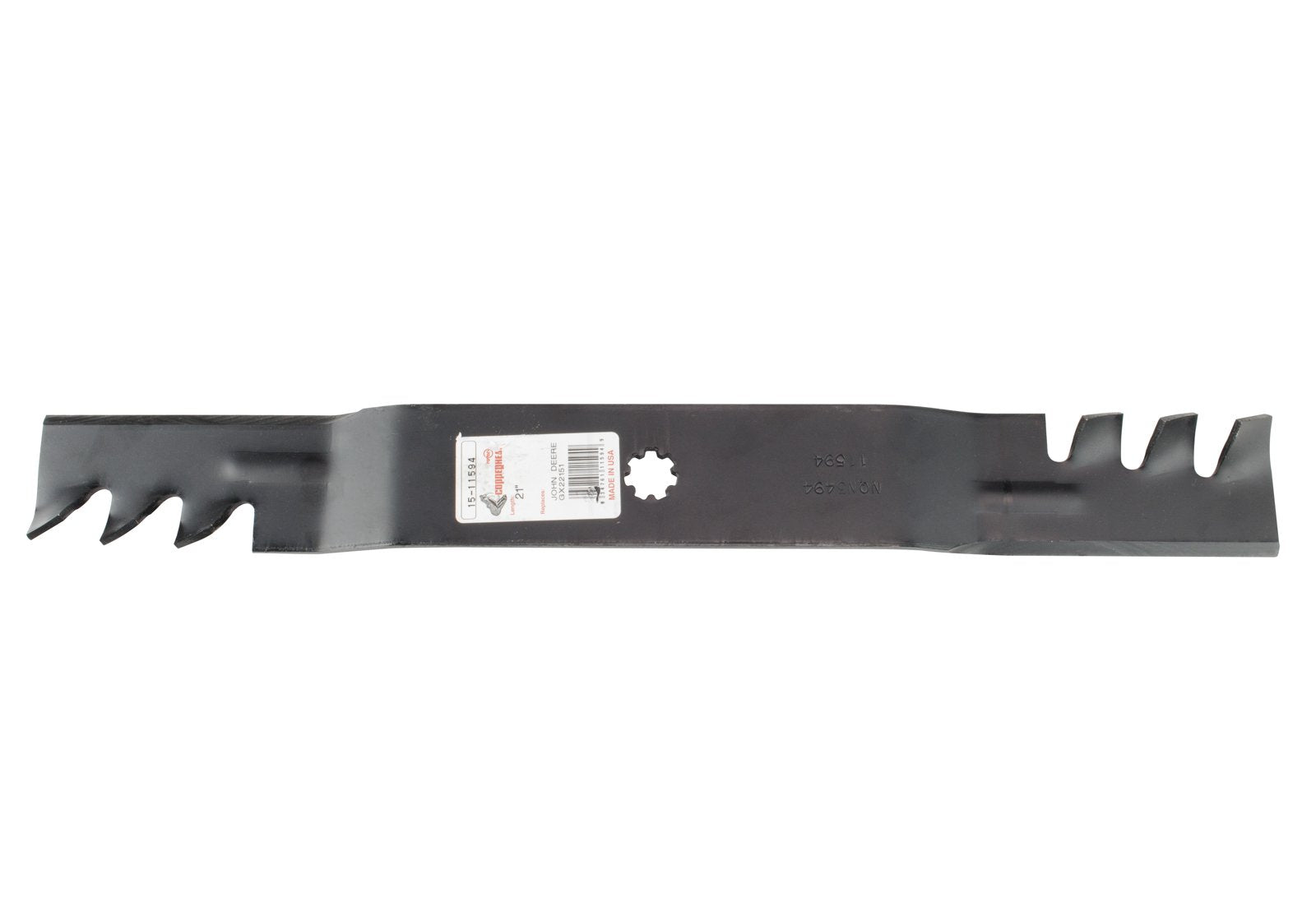 Close-up of Rotary Copperhead blade edge for efficient mulching.