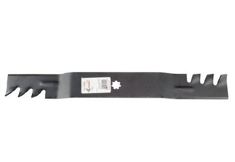 Close-up of Rotary Copperhead blade edge for efficient mulching.
