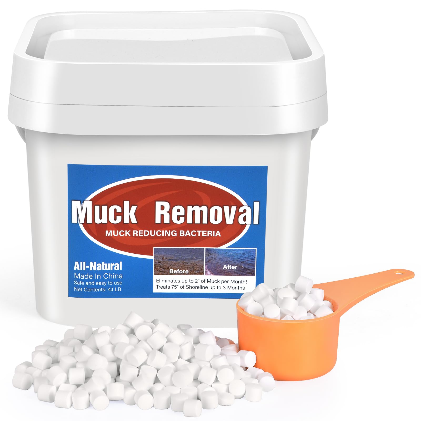ROTIAH muck removal tablets dissolving in pond water to break down organic waste
