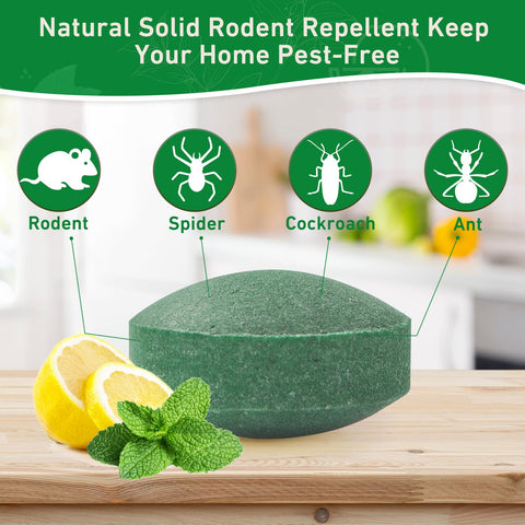 ROTIAH peppermint oil deterrent emits mint scent to repel rodents.