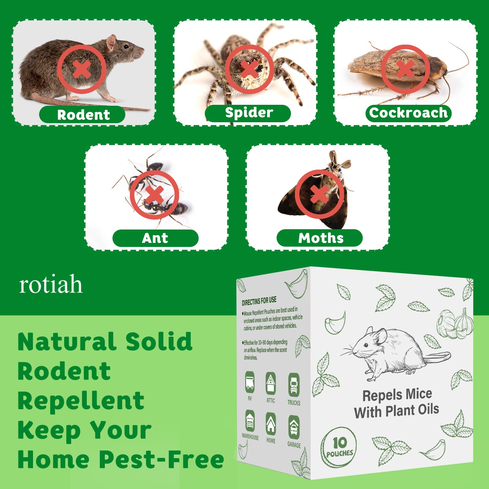 ROTIAH Pest Repellent Pouches kitchen corner setup helps deter rodents with peppermint scent.