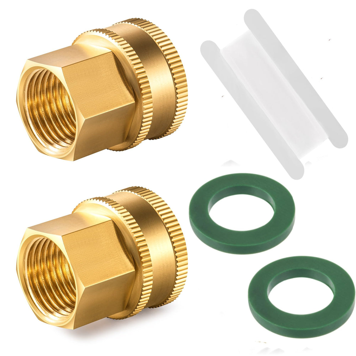 RouLiPouLi brass garden hose adapter with swivel joint for leak-free watering.