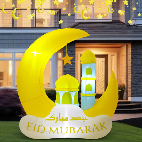 RoundFunny Ramadan inflatable with built-in LED lights brightens evening celebrations.