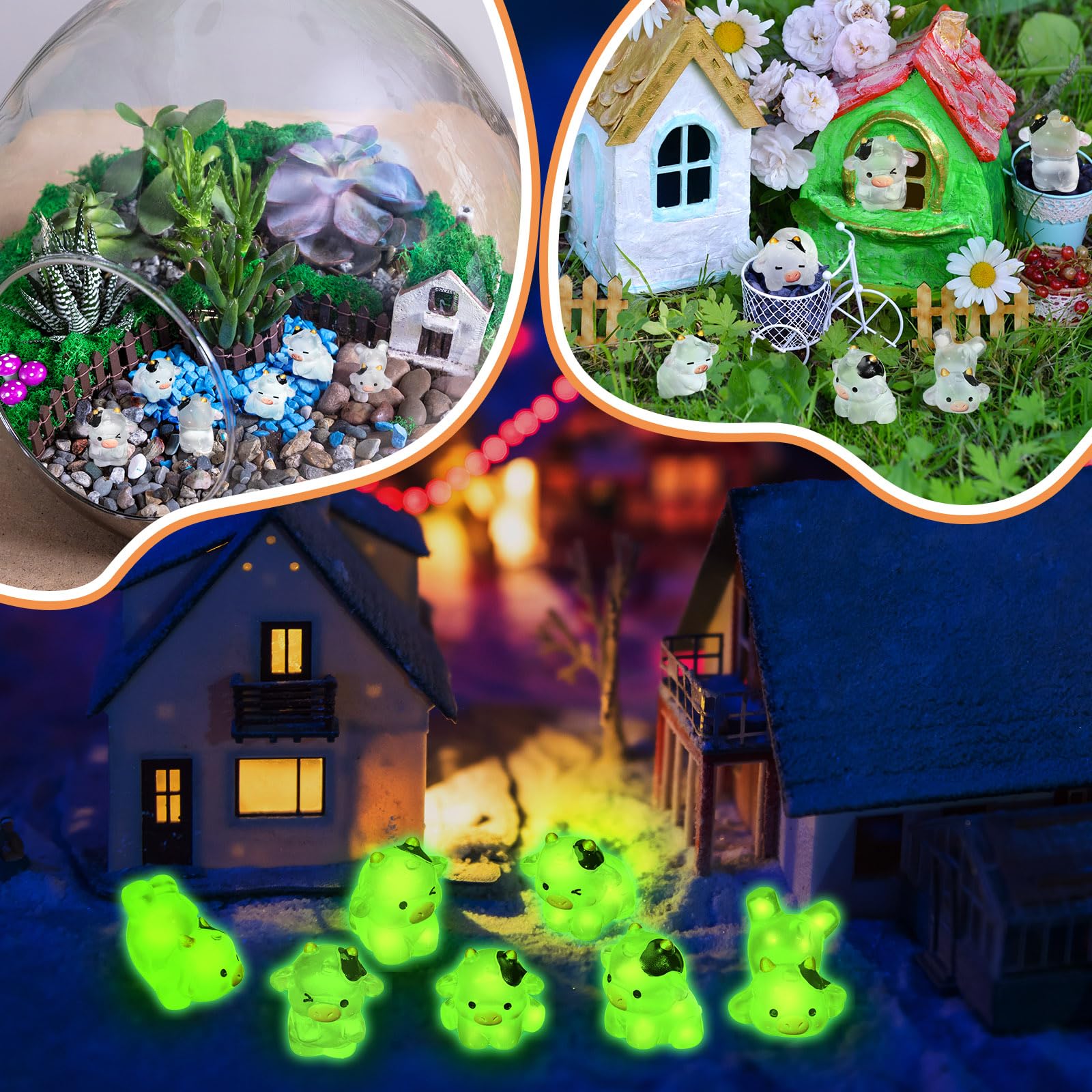 RoundFunny resin cow miniatures feature detailed craftsmanship for dollhouses