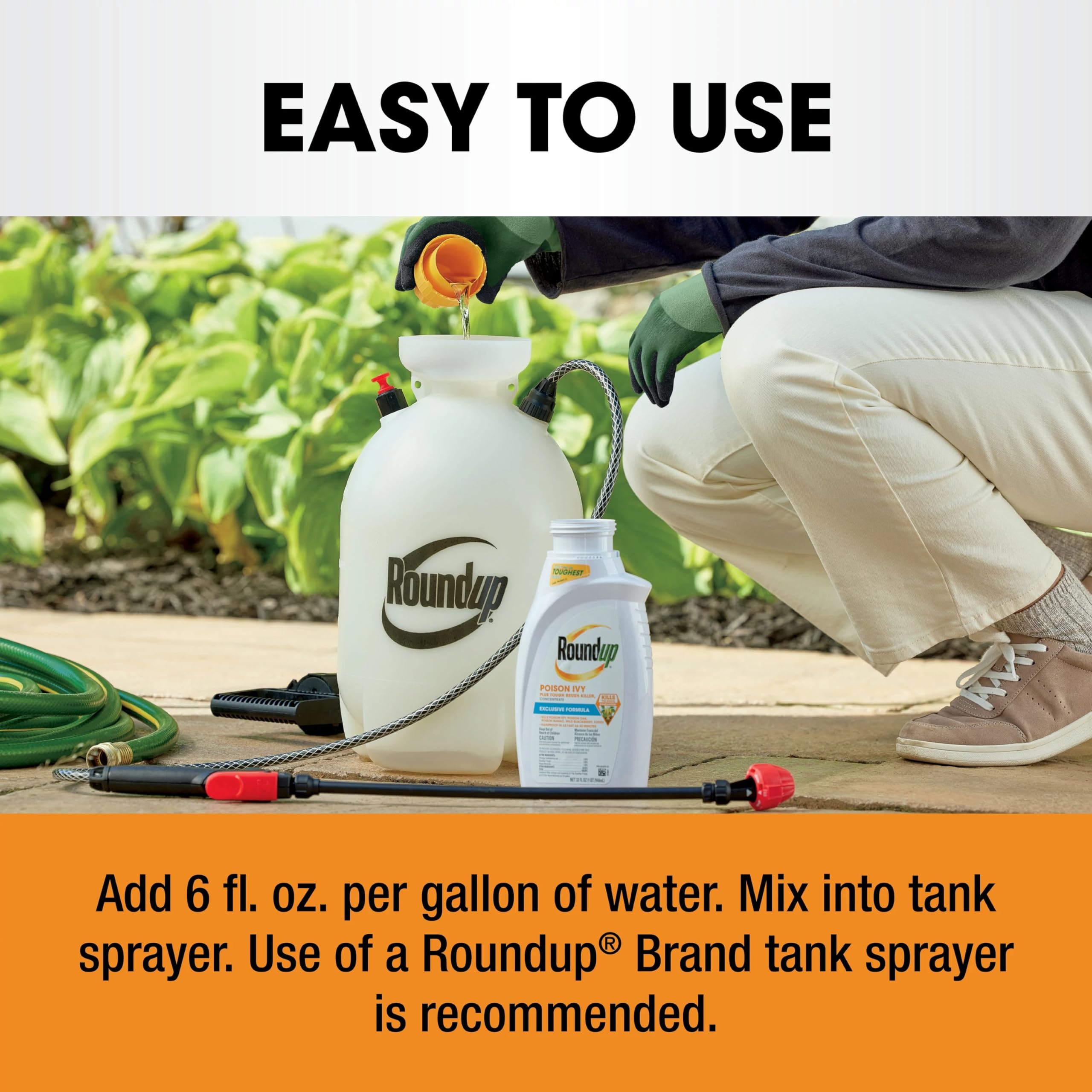 Roundup concentrate mixed according to the label for consistent spraying