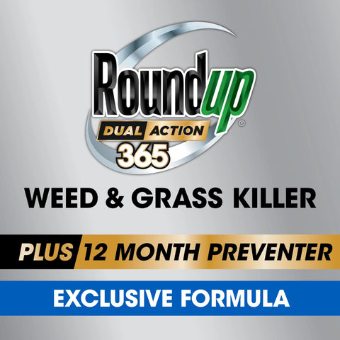 Roundup Dual Action 365 applied to cracks to treat non-lawn areas.