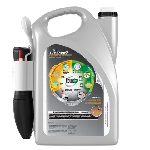 Roundup Dual Action 365 targets dandelions with Comfort Wand for efficient coverage.
