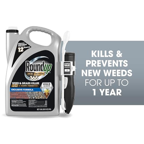 Roundup Dual Action 365 tackles grassy weeds in driveways with a single spray.