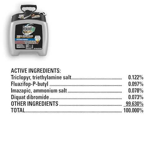 Roundup Dual Action 365 bottle shows 12 month preventer for extended weed protection.