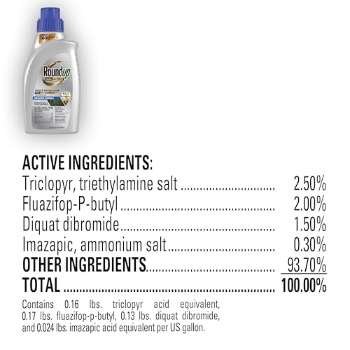 Roundup Dual Action concentrate mixed in a sprayer for thorough area coverage