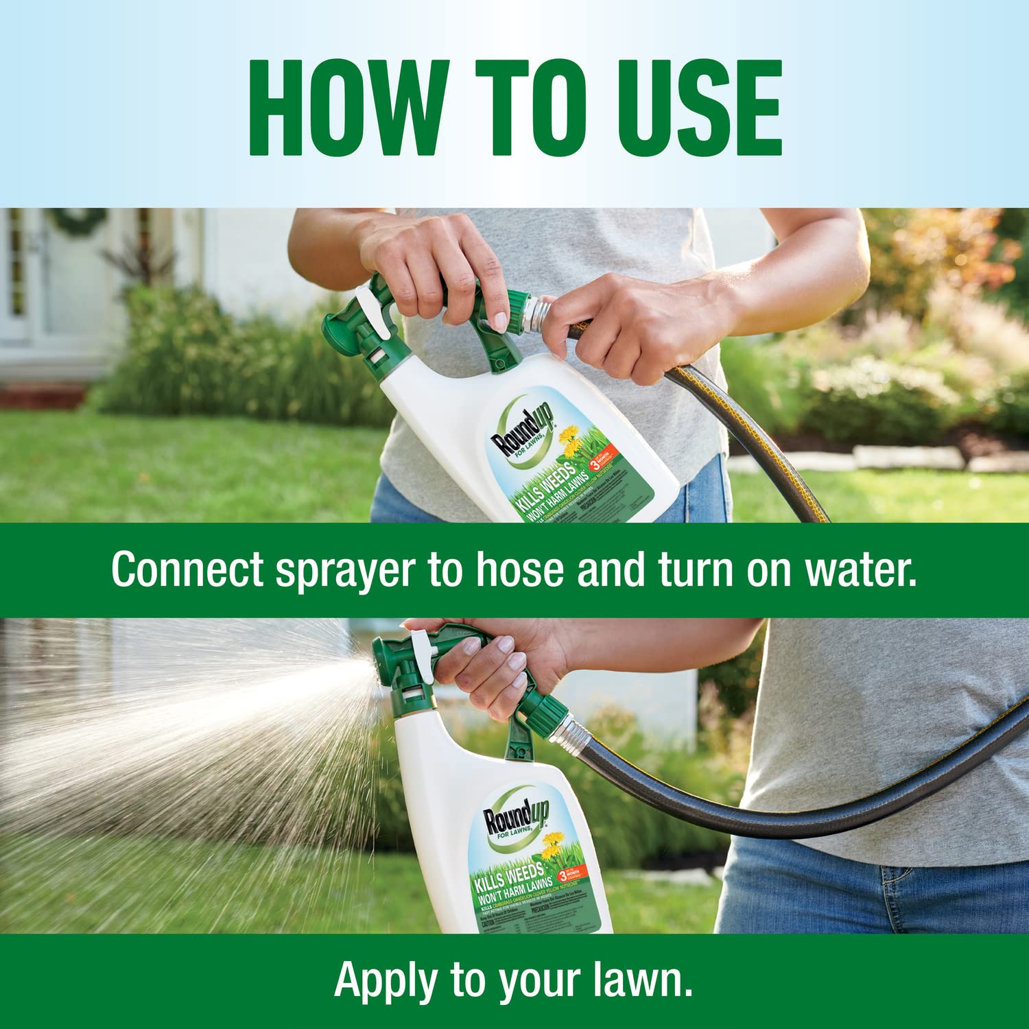 Roundup For Lawns3 root-kill formula to prevent weed regrowth.