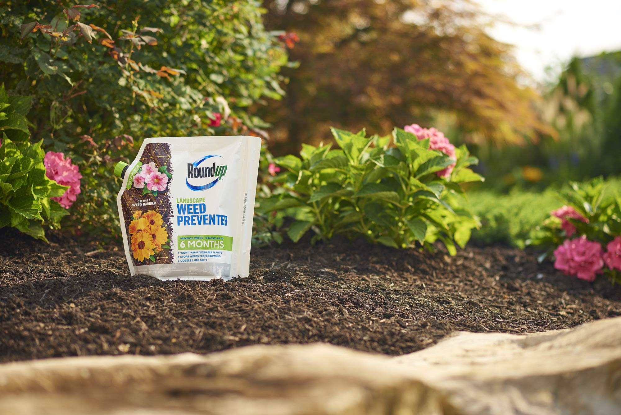 Roundup Landscape Weed Preventer used by gardeners to protect spring plantings