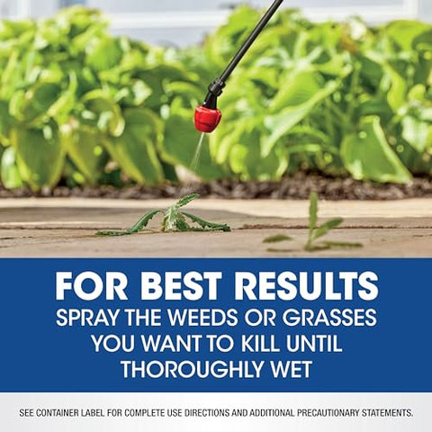 Roundup is suitable around trees, fences, and walkways for weed control.
