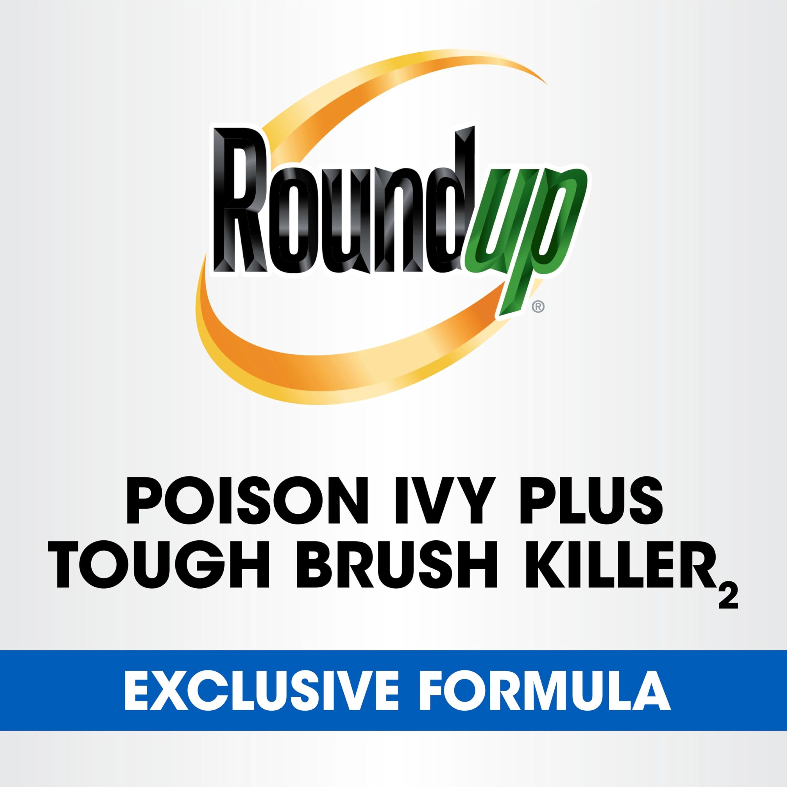 Applying Roundup along a fence line to protect nearby plants.