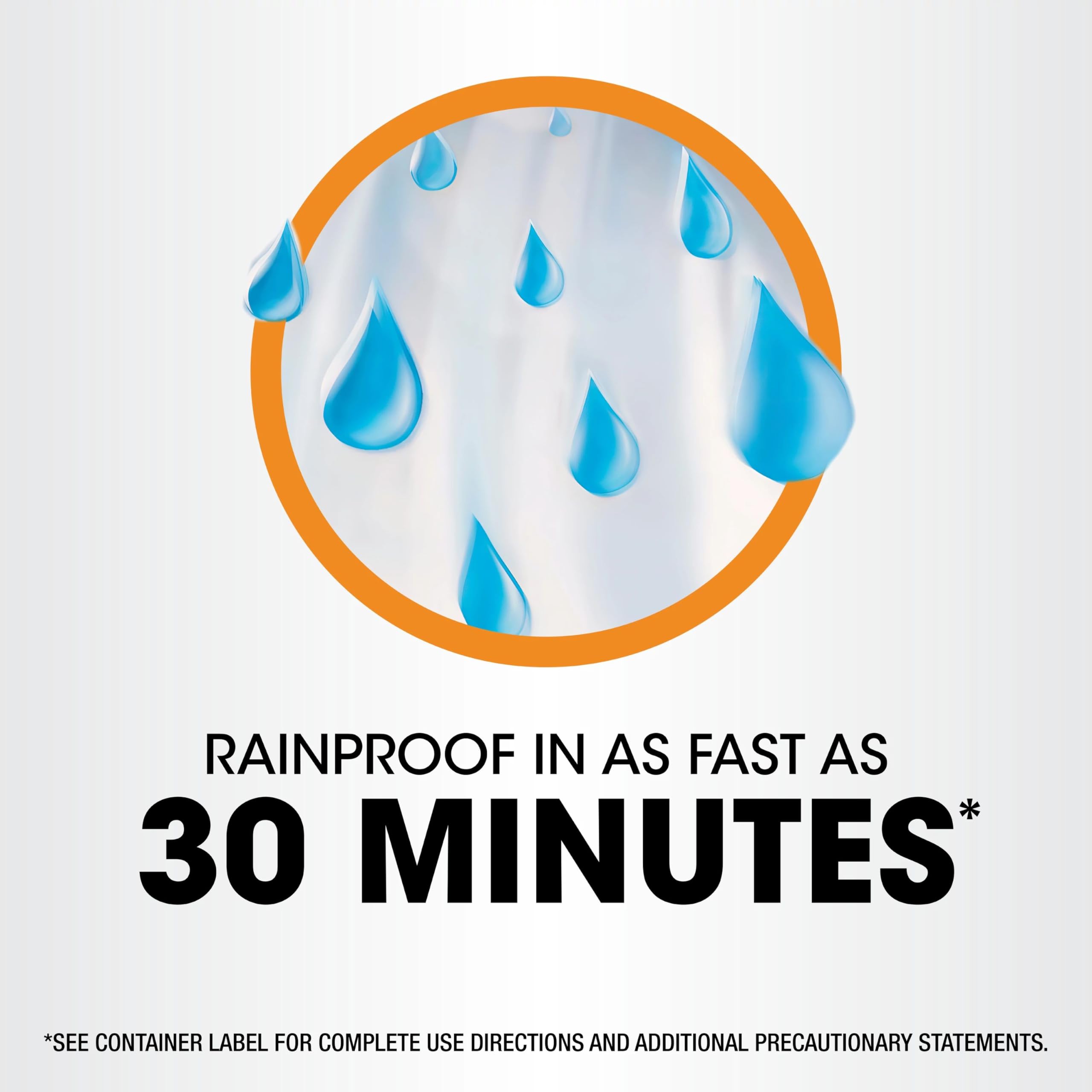 Packaging notes rainproof action within 30 minutes after application.
