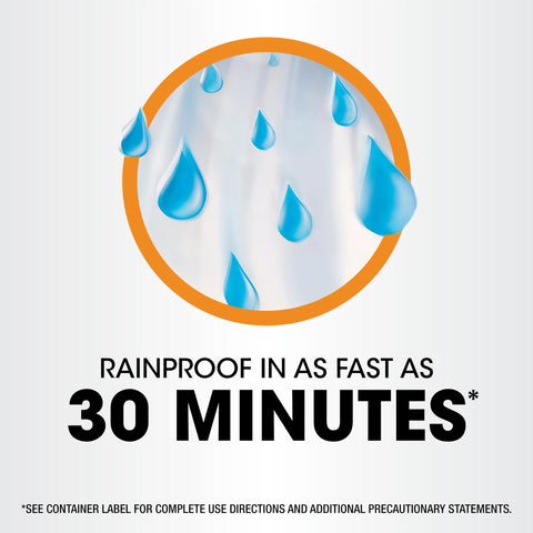 Packaging notes rainproof action within 30 minutes after application.