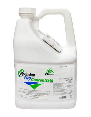 Roundup Pro Concentrate weed-control 25gal jug shows strong suppression.