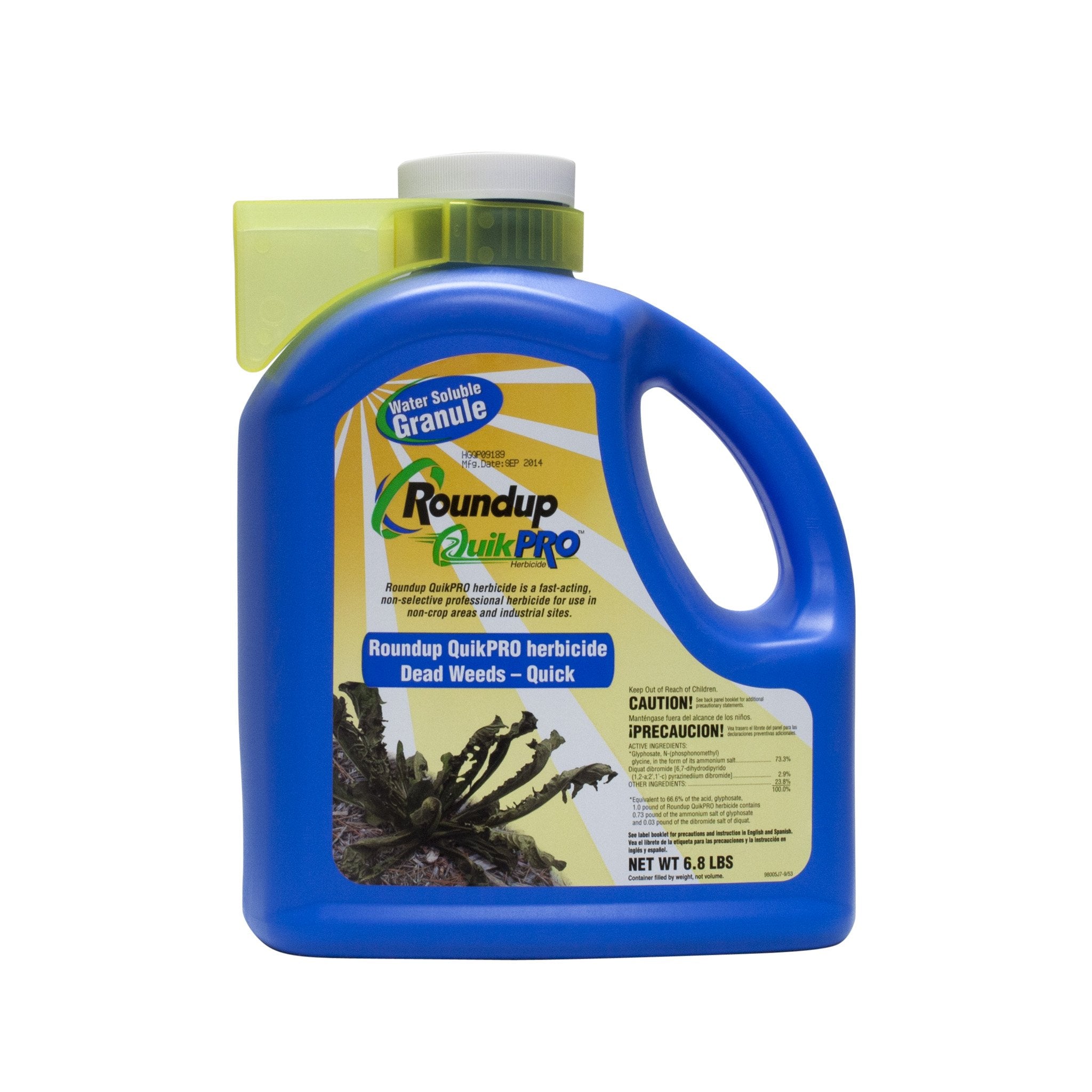 Roundup QuickPro 6.8lb powder for fast post-emergent weed control in lawns