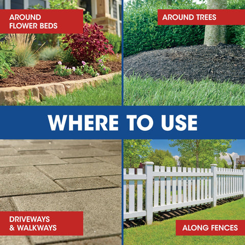 Roundup Weed Killer used near mulch beds around garden borders.
