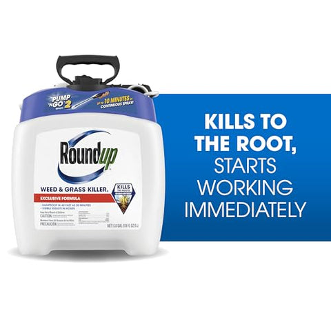 Applying Roundup Weed Killer4 targets stubborn weeds around beds