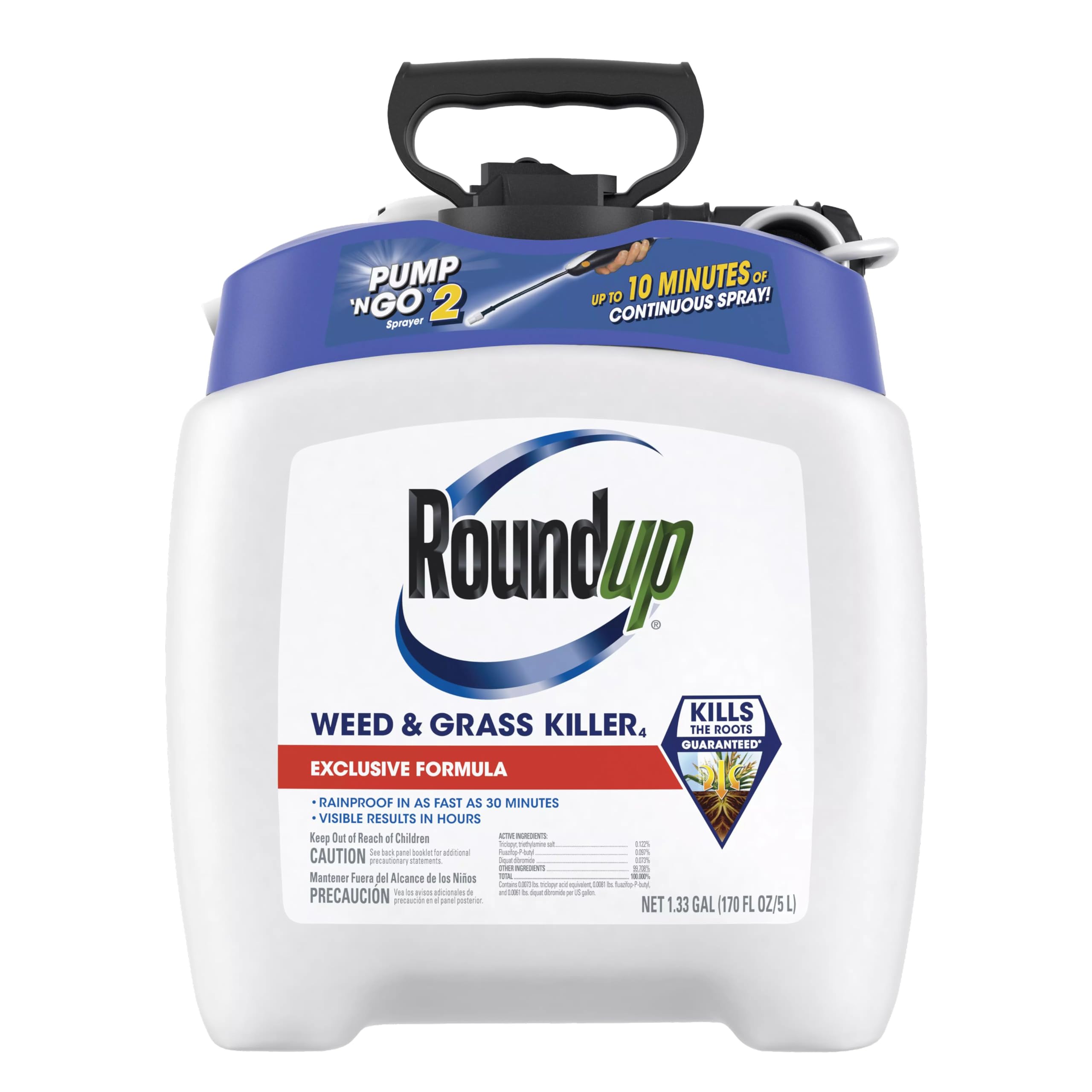 Roundup Weed Killer4 bottle label ready for easy garden weed control