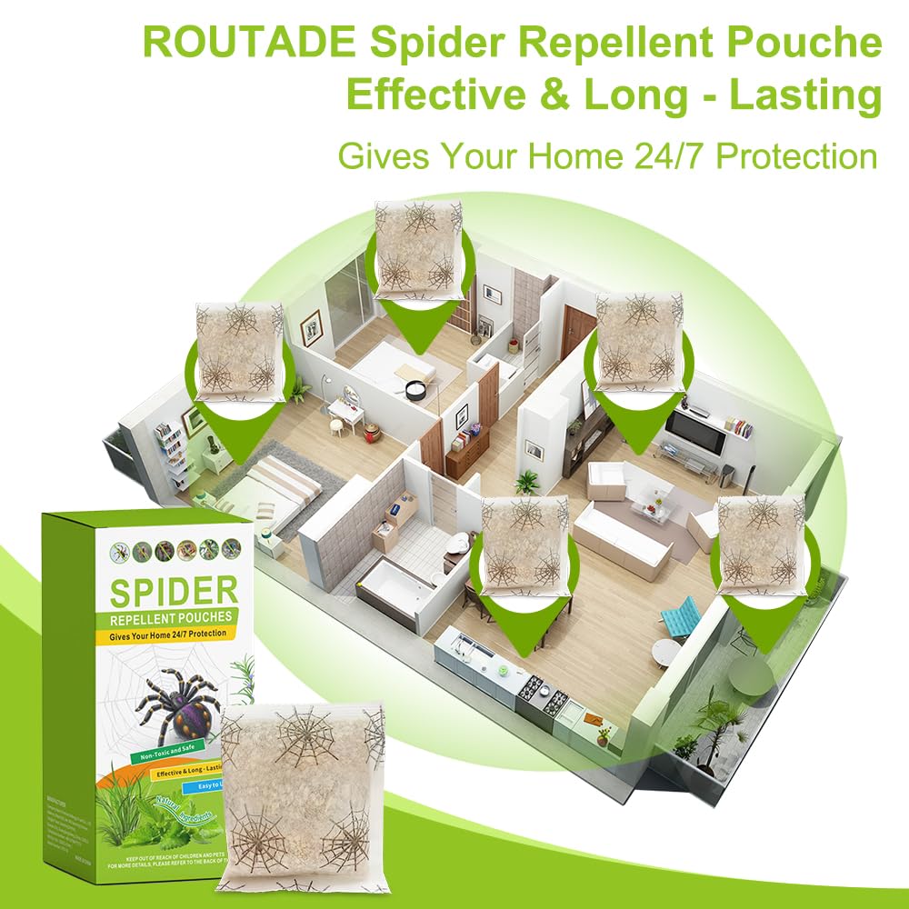 ROUTADE basement deployment provides whole-home spider deterrence.