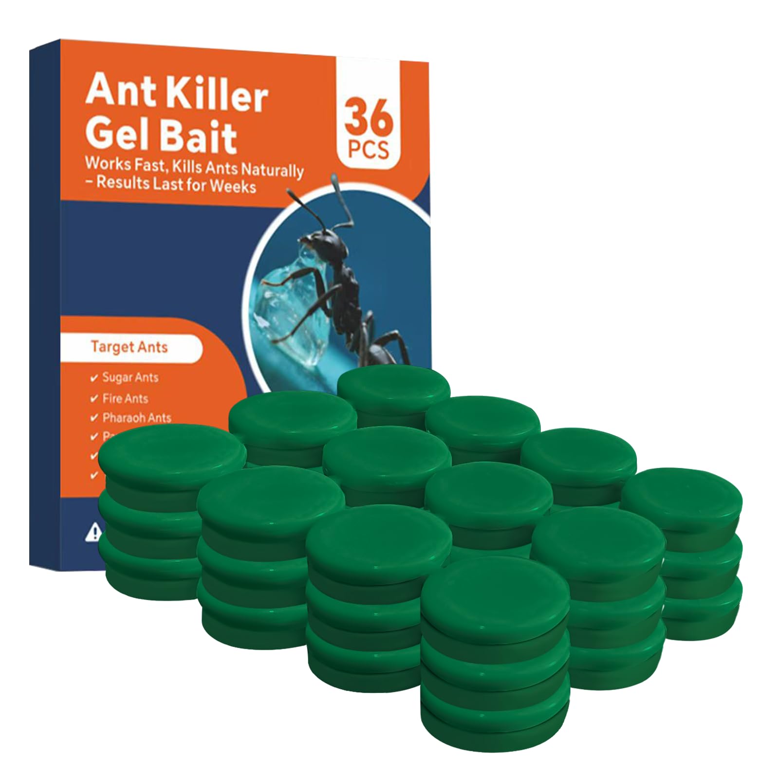 ROUTADE ant killer gel bait stations, 36-pack, ready for indoor and outdoor use.