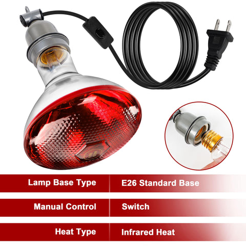 ROVOCLO Heat Lamp installs easily with a standard E26 base