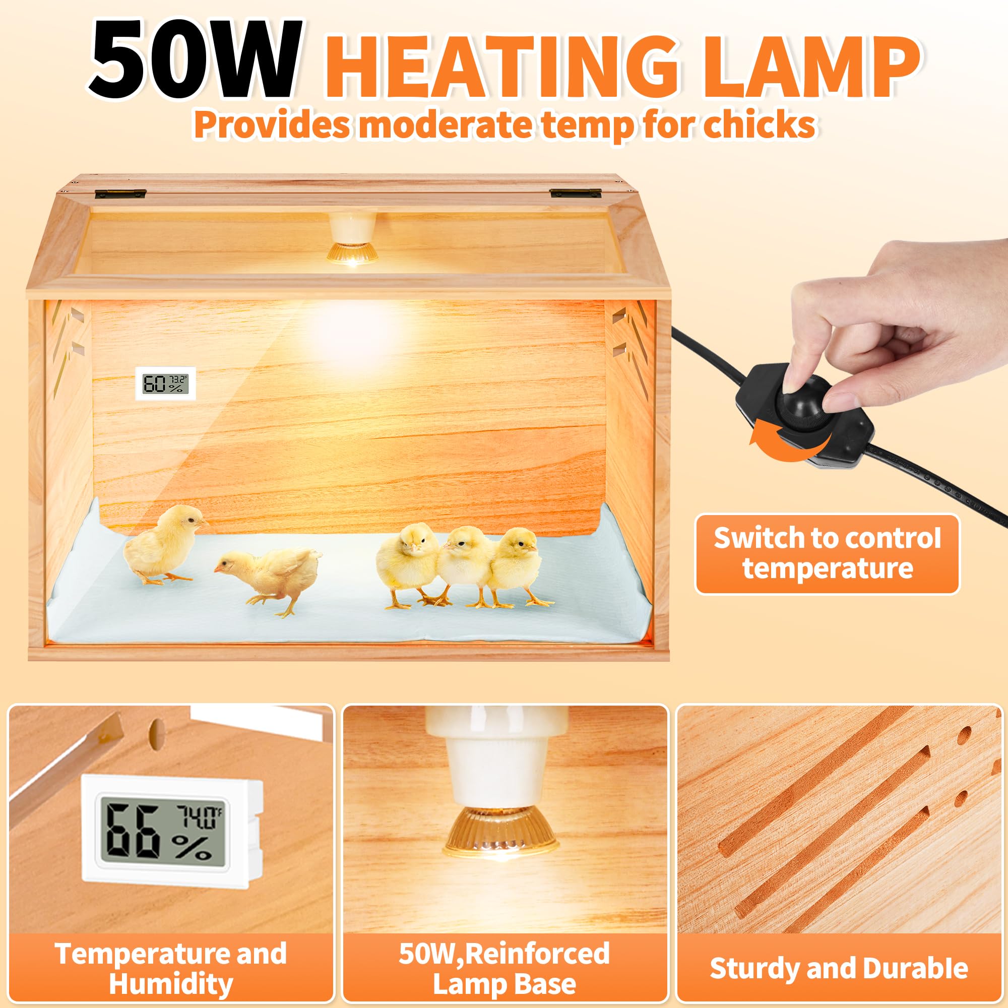 ROVOCLO Brooder Box fast heat-up design for quick warmth