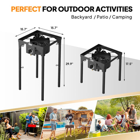 ROVSUN 100k BTU stove cast iron frame emphasizes rugged, long‑lasting build.