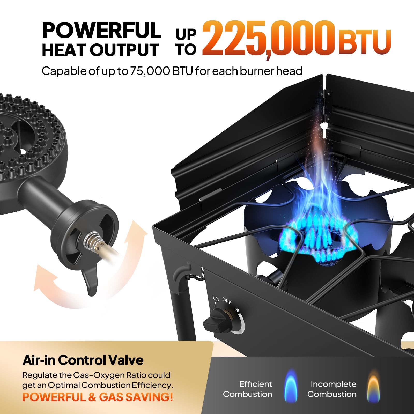 ROVSUN stove with sturdy cast-iron frame supports canning and large boils