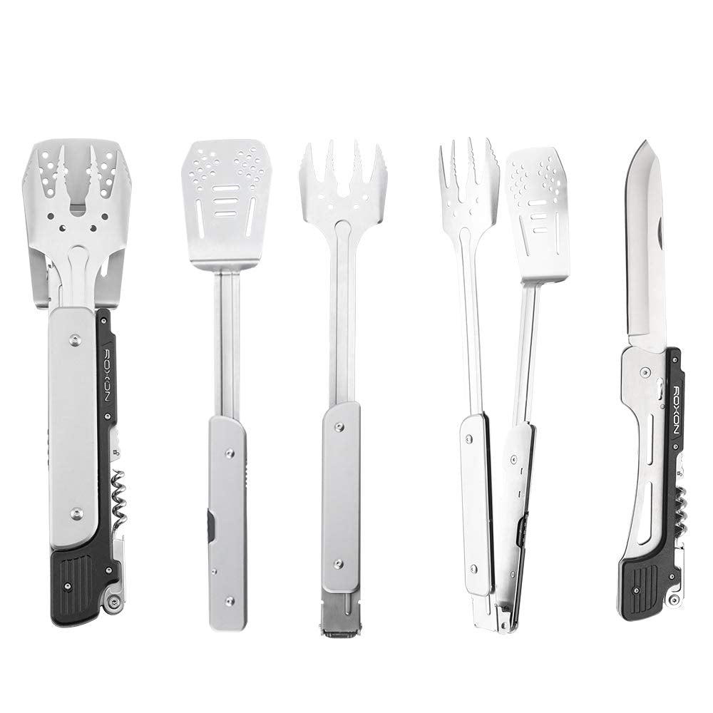 Roxon S601 6-in-1 utensils folded in case for travel.