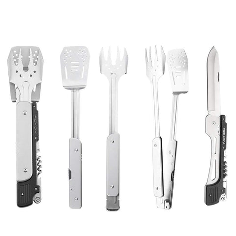 Roxon S601 6-in-1 utensils folded in case for travel.