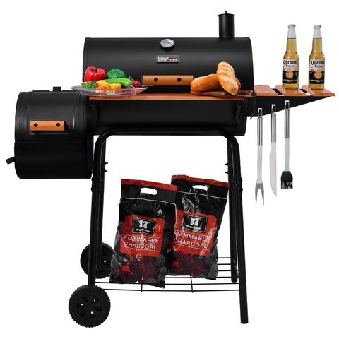 Royal Gourmet CC1624W barrel-charcoal-grill viewed from side for backyard gatherings