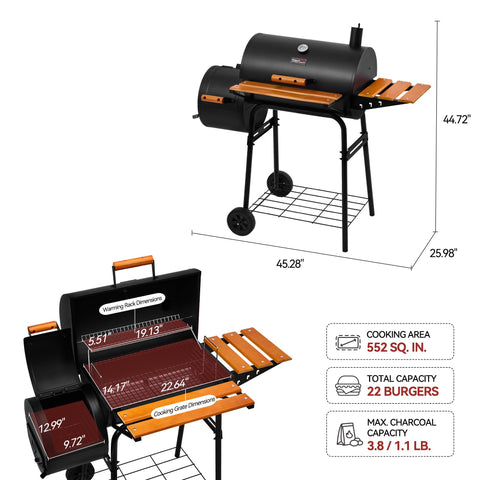 Royal Gourmet CC1624W side shelf with hooks for organized outdoor cooking