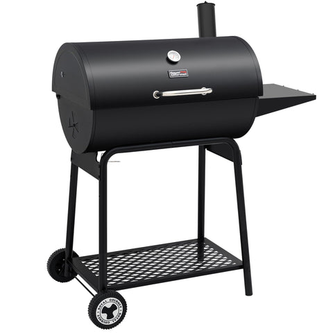 Royal Gourmet CC1830 barrel grill in full outdoor view for backyard BBQ